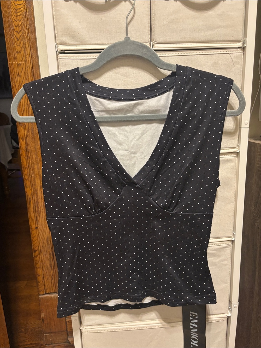 Women's Black Polka Dot V-Neck Tank Top